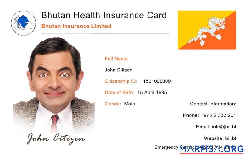 Printable Bhutan health insurance card real example